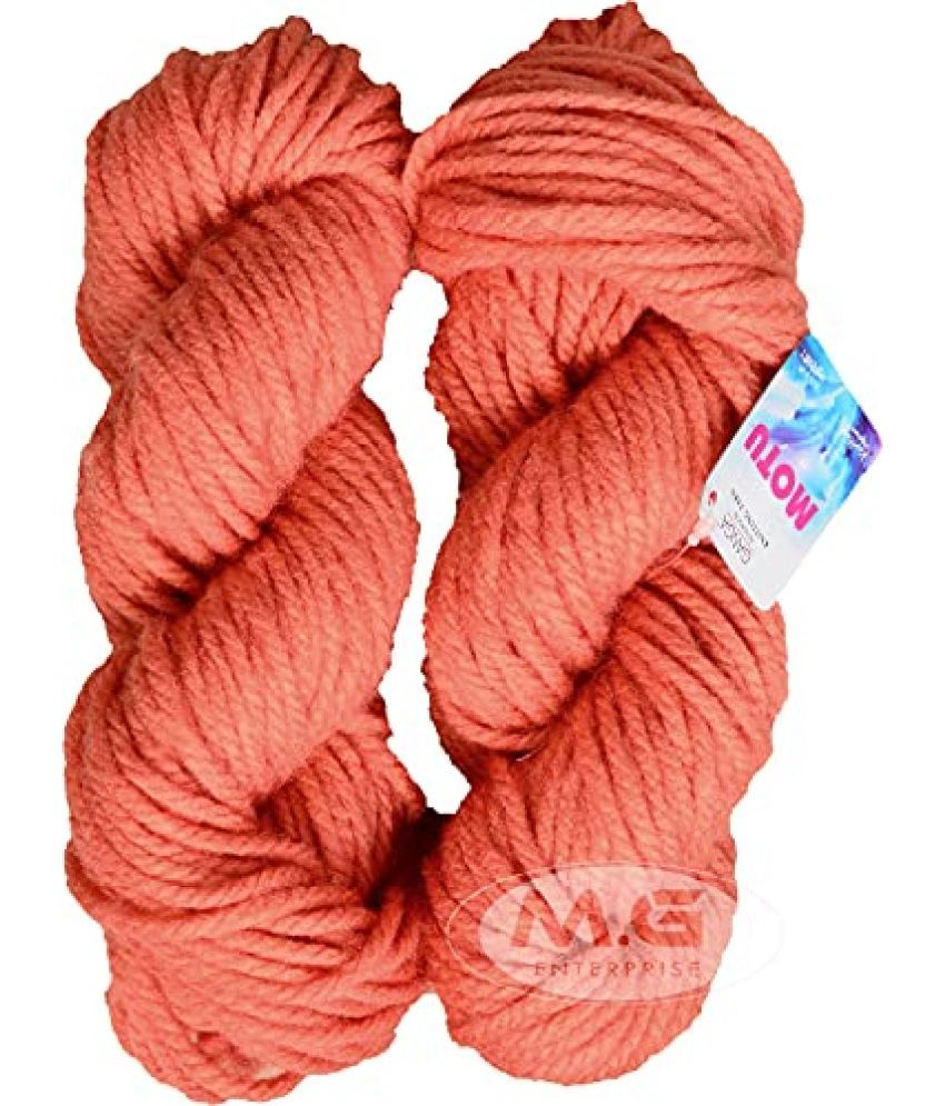     			Ganga Criss Cross Salmon (200 gm) Wool Ball Hand Knitting Wool/Art Craft Soft Fingering Crochet Hook Yarn, Needle Knitting Yarn Thread Dyed