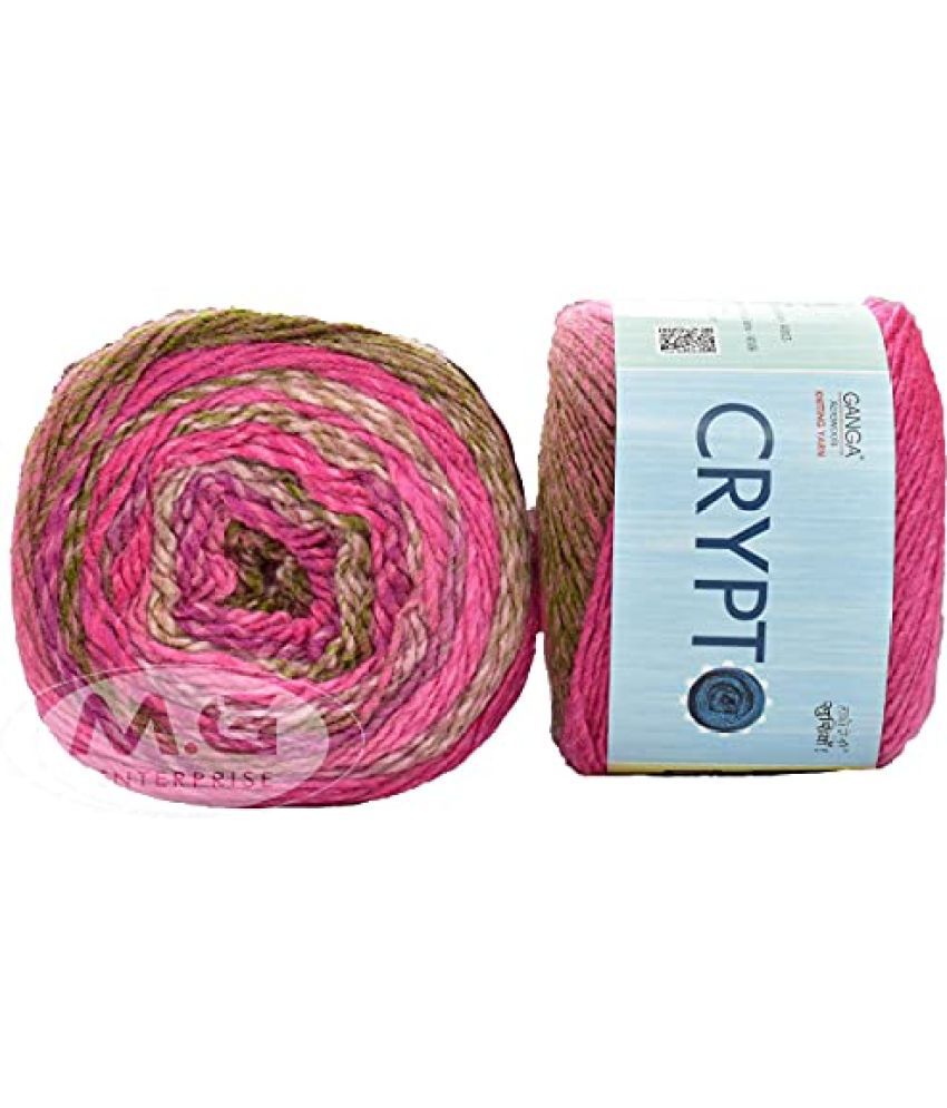     			Ganga Crypto Magenta Mix (500 gm) Wool Ball Hand Knitting Wool/Art Craft Soft Fingering Crochet Hook Yarn, Needle Knitting Yarn Thread dye. with Needle. B