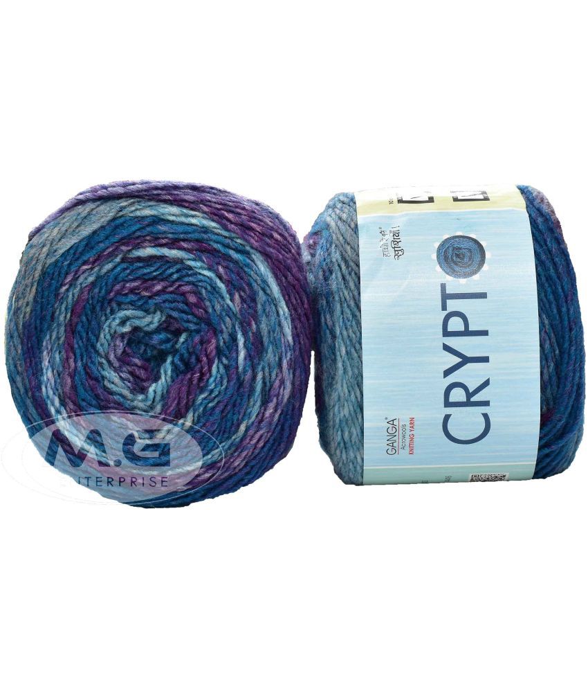     			Ganga Crypto Rusty Blue (400 gm) Wool Ball Hand Knitting Wool/Art Craft Soft Fingering Crochet Hook Yarn, Needle Knitting Yarn Thread dye. with Needle. L