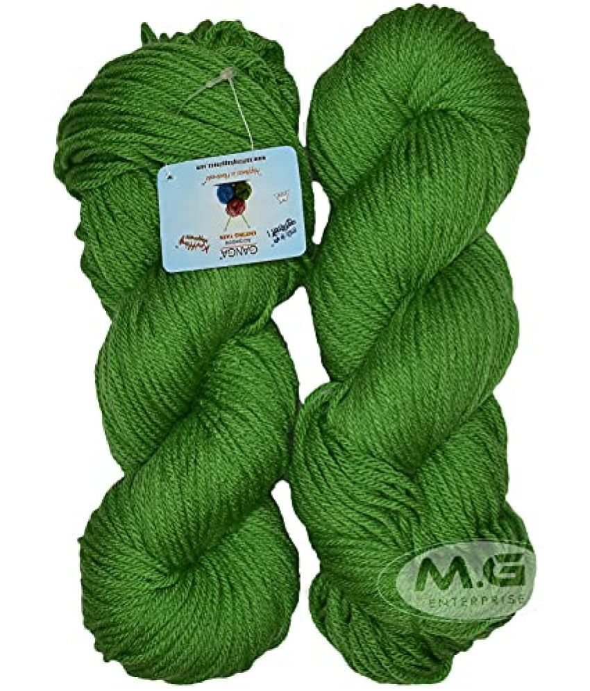     			Ganga Knitting Yarn Thick Chunky Wool, ALI Green 400 gm Best Used with Knitting Needles, Crochet Needles Wool Yarn for Knitting - bj