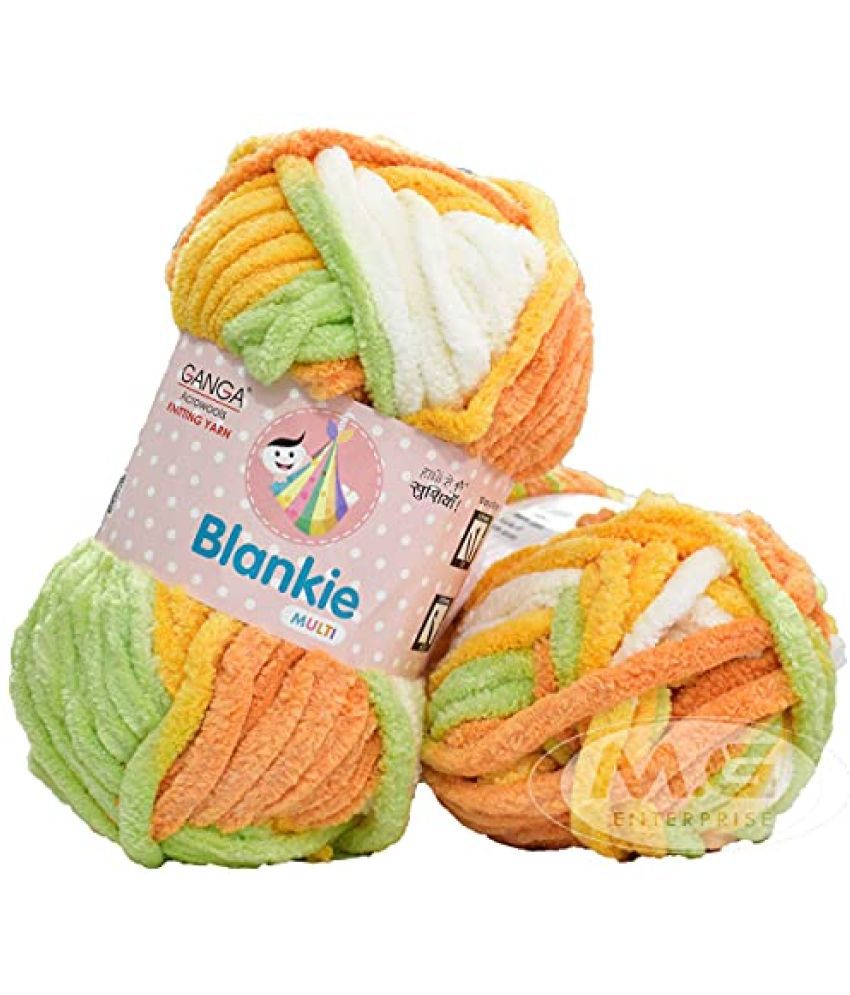     			Ganga Knitting Yarn Thick Chunky Wool, Blankie Mango 300 gm Best Used with Needles, Crochet Needles Wool Yarn for Knitting, with Needle. by Ganga E
