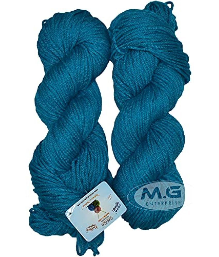     			Ganga Knitting Yarn Thick Chunky Wool, ALI Blue Teal 400 gm Best Used with Knitting Needles, Crochet Needles Wool Yarn for Knitting - c