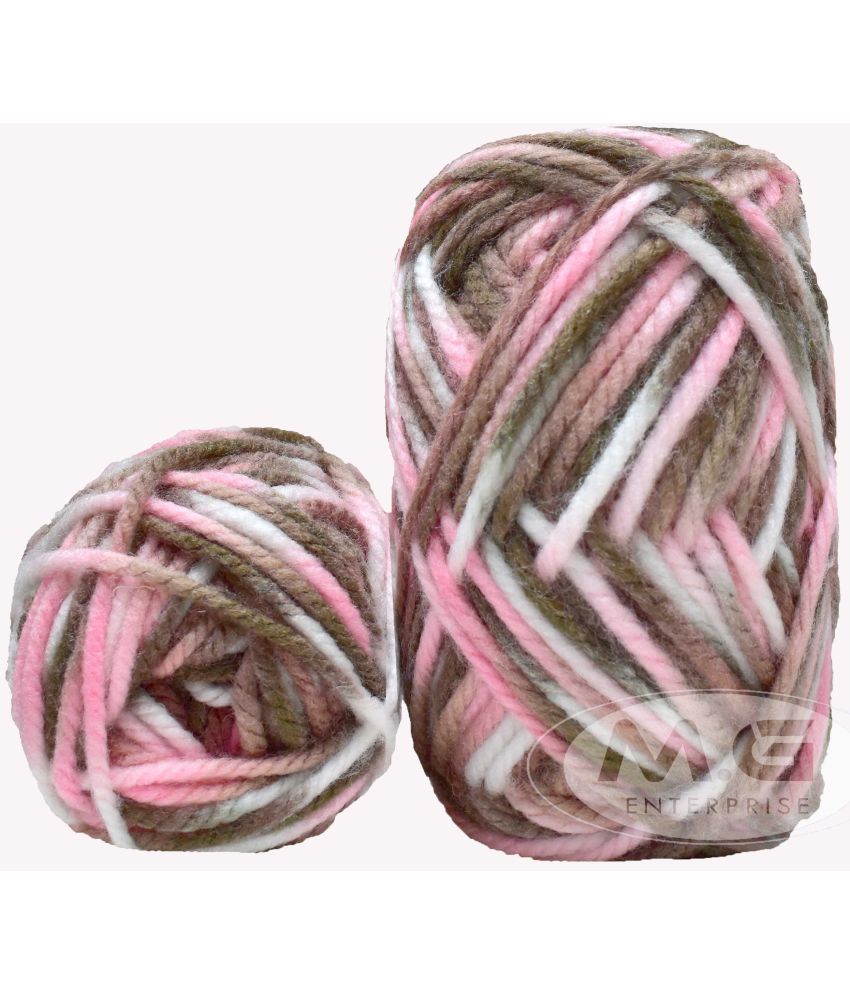     			Ganga Knitting Yarn Thick Chunky Wool, Pink Brown 200 gm Best Used with Knitting Needles, Crochet Needles Wool Yarn for Knitting. by Ganga