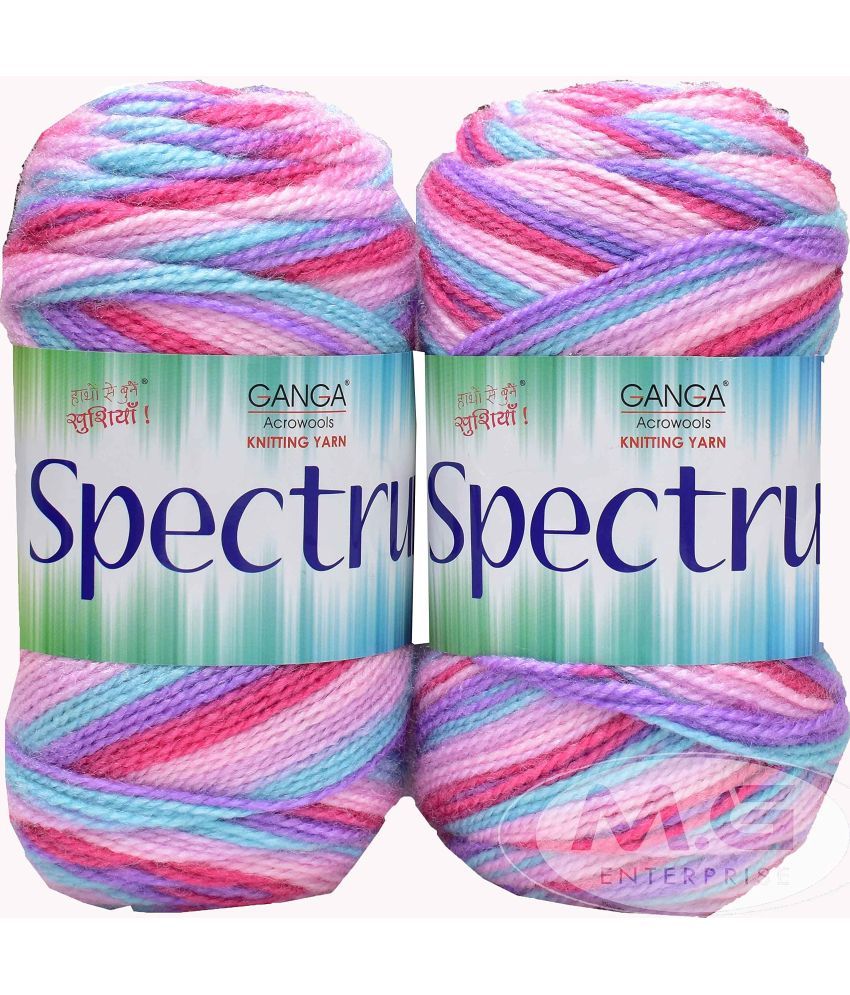     			Ganga Spectrum Magenta (500 gm) Wool Ball Hand Knitting Wool/Art Craft Soft Fingering Crochet Hook Yarn, Needle Knitting Yarn Thread dye. with Needle. D