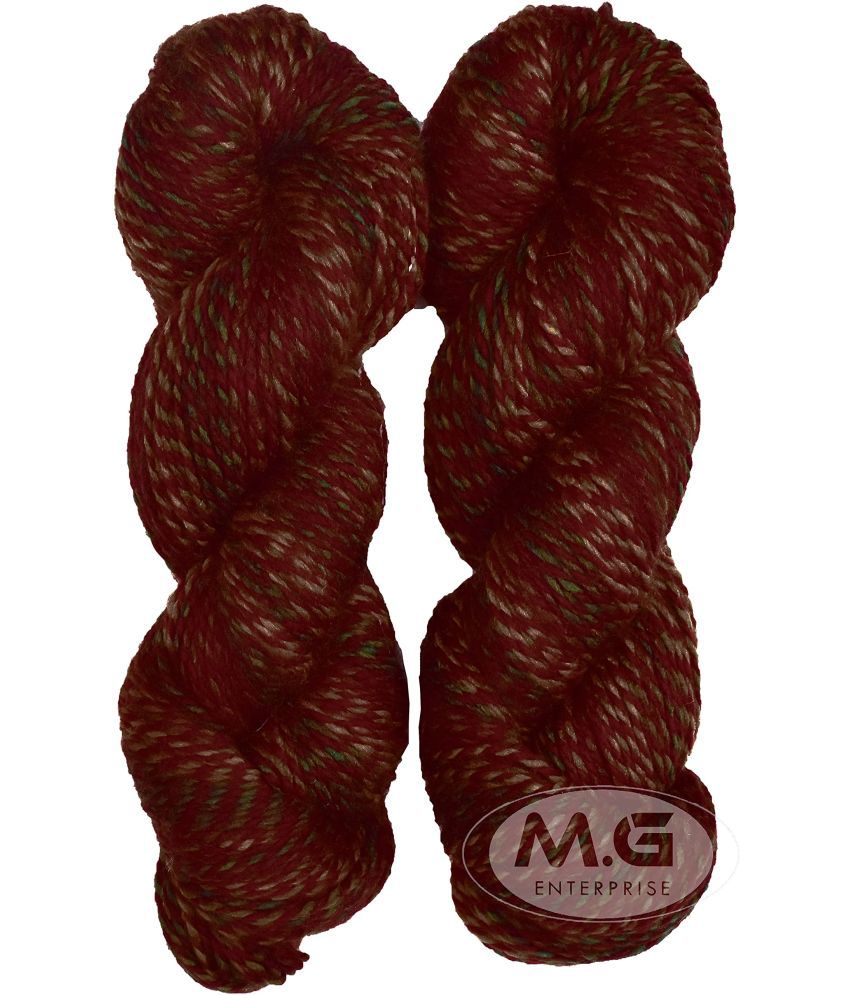     			Ganga Zinea Deep Mehroon (300 gm) Wool Thick Hank Hand Knitting Wool/Art Craft Soft Fingering Crochet Hook Yarn, Needle Knitting Yarn Thread dyedP
