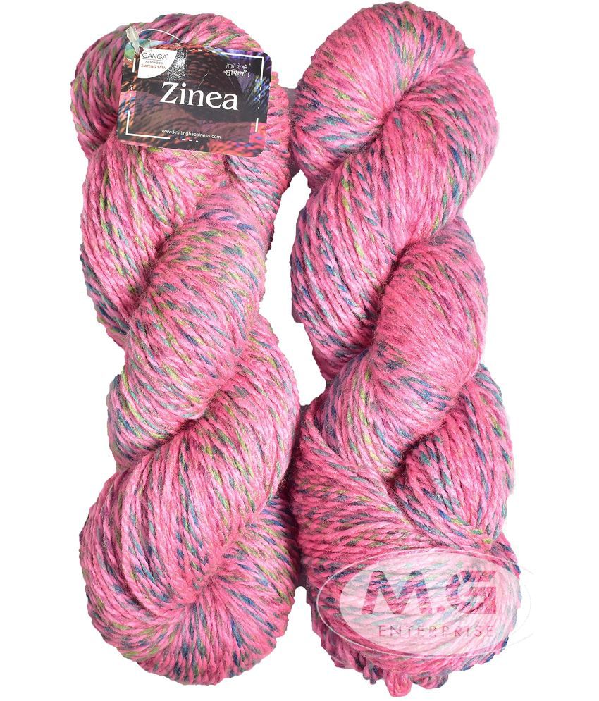     			Ganga Zinea Deep Pink (400 gm) Wool Thick Hank Hand Knitting Wool/Art Craft Soft Fingering Crochet Hook Yarn, Needle Knitting Yarn Thread dyedG