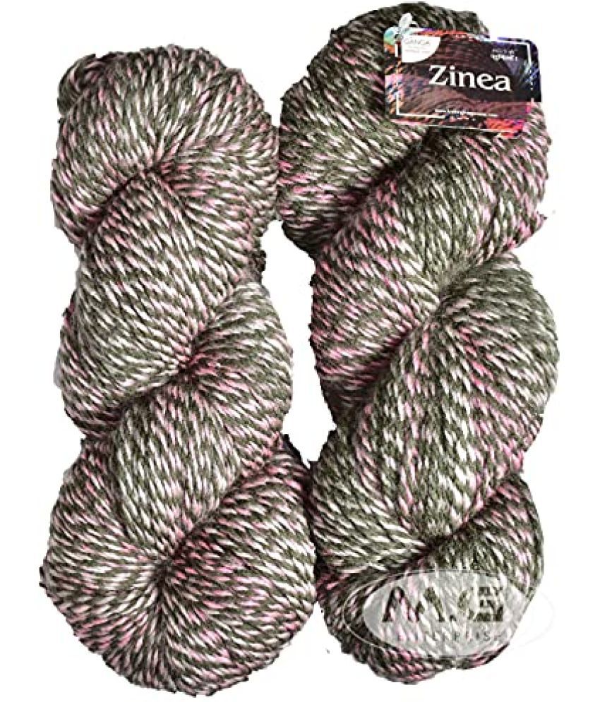     			Ganga Zinea Moss (200 gm) Wool Thick Hank Hand Knitting Wool/Art Craft Soft Fingering Crochet Hook Yarn, Needle Knitting Yarn Thread dyedA
