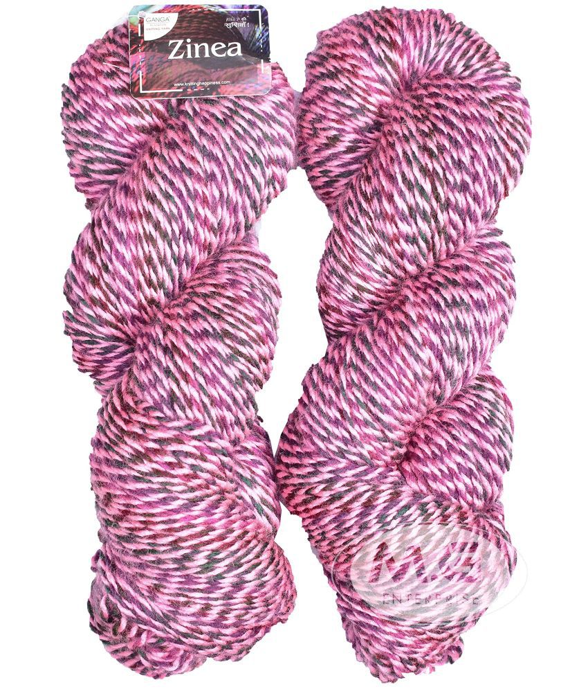     			Ganga Zinea Pink Mix (300 gm) Wool Thick Hank Hand Knitting Wool/Art Craft Soft Fingering Crochet Hook Yarn, Needle Knitting Yarn Thread dyedE