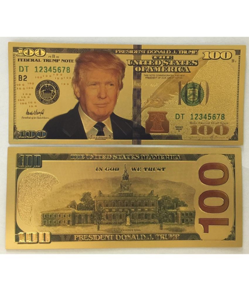     			PRESIDENT DONALD TRUMP 100 DOLLARS 24 kt GOLD PLATED COMMEMORATIVE NOTE