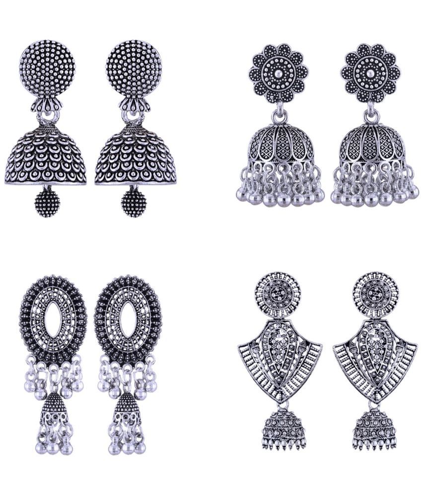     			VIVASTRI Silver Jhumki Earrings ( Pack of 4 )