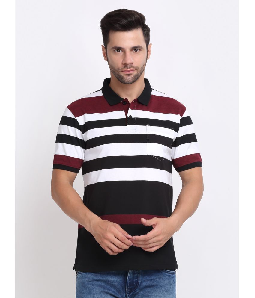     			HARBOR N BAY Cotton Blend Regular Fit Striped Half Sleeves Men's Polo T Shirt - Maroon ( Pack of 1 )