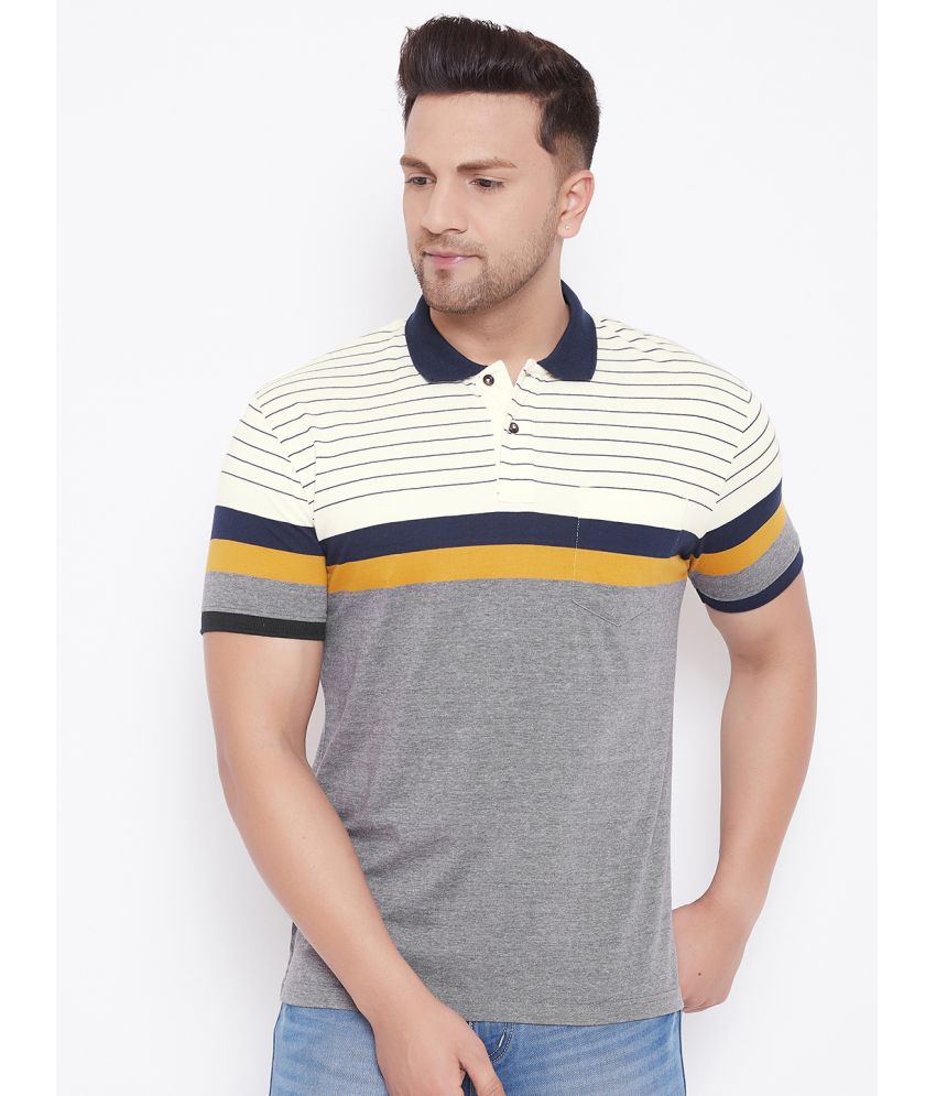     			HARBOR N BAY Cotton Blend Regular Fit Striped Half Sleeves Men's Polo T Shirt - Grey ( Pack of 1 )
