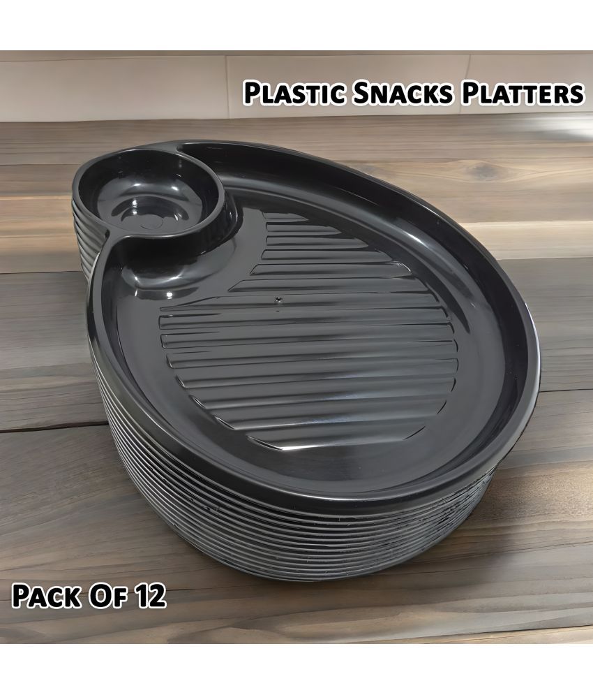     			Inpro 12 Pcs Plastic Black Platter