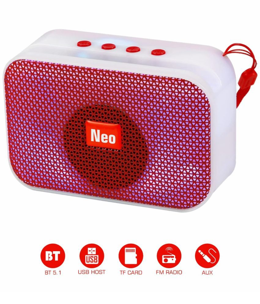     			Neo M412 5 W Bluetooth Speaker Bluetooth v5.0 with USB Playback Time 4 hrs Red
