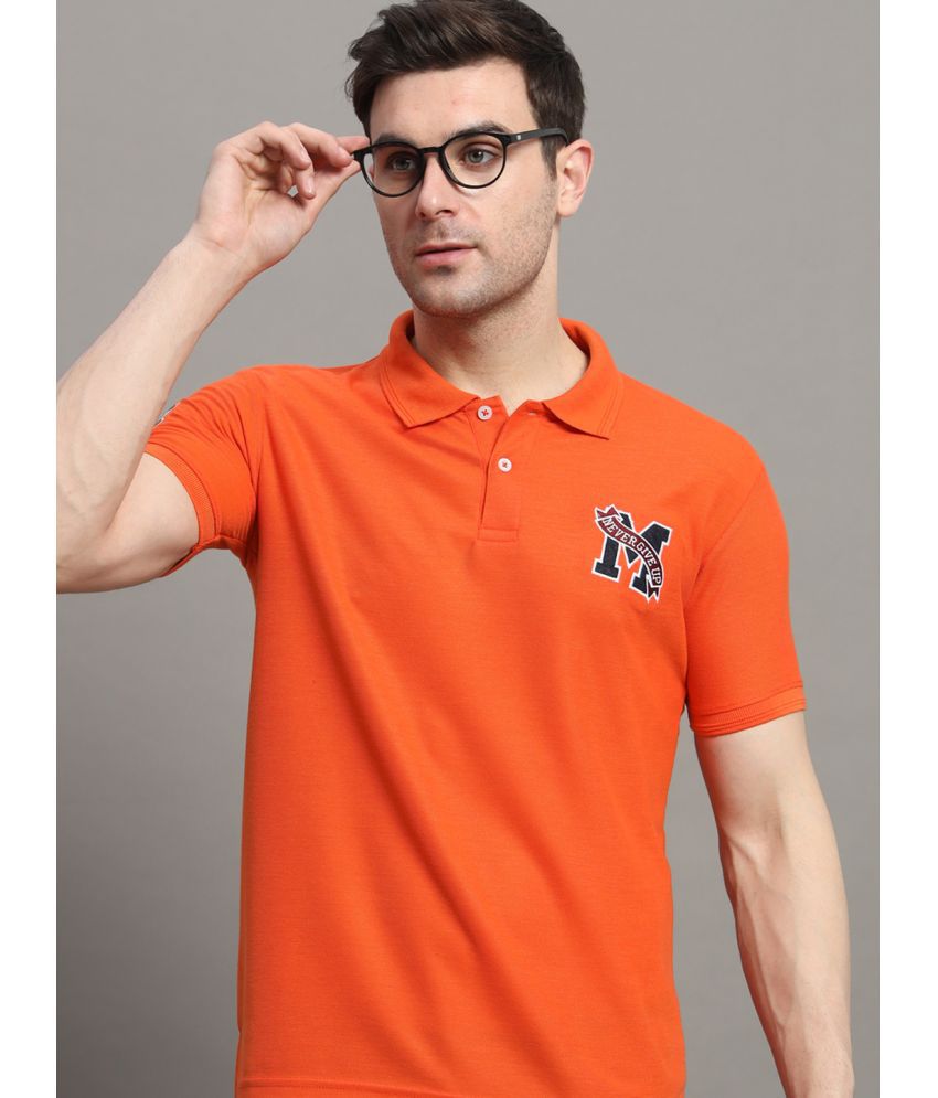     			R.ARHAN PREMIUM Cotton Blend Regular Fit Printed Half Sleeves Men's Polo T Shirt - Orange ( Pack of 1 )