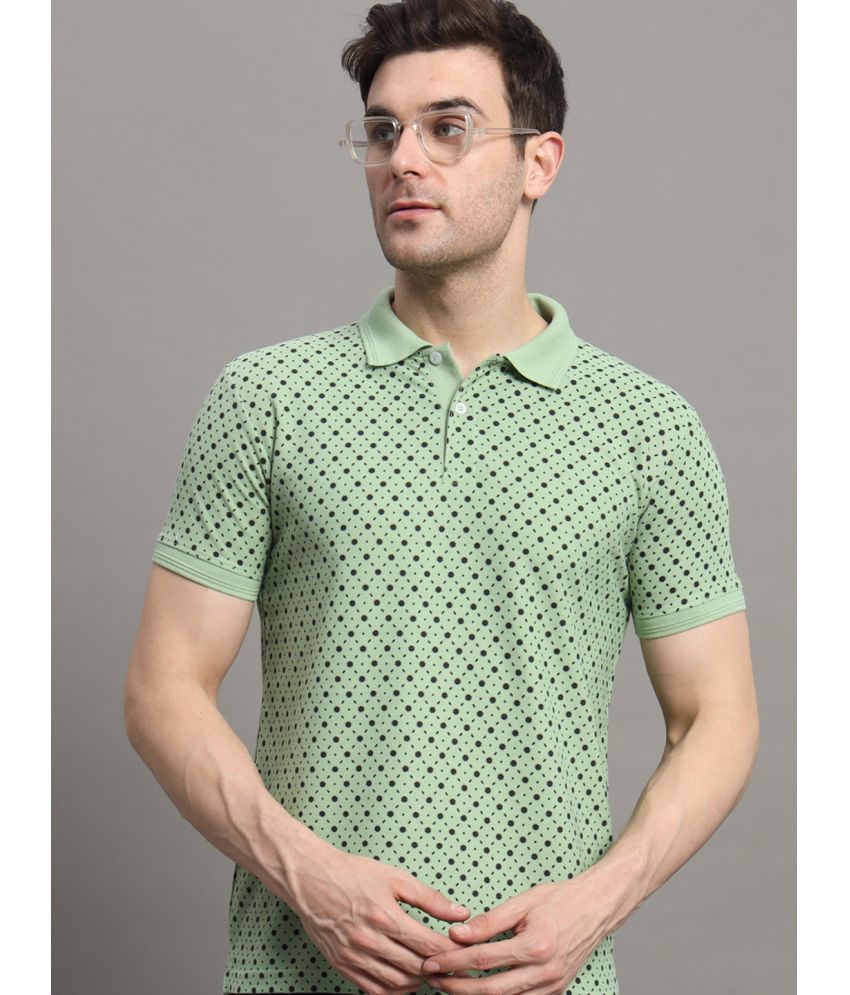     			R.ARHAN PREMIUM Cotton Blend Regular Fit Printed Half Sleeves Men's Polo T Shirt - Mint Green ( Pack of 1 )