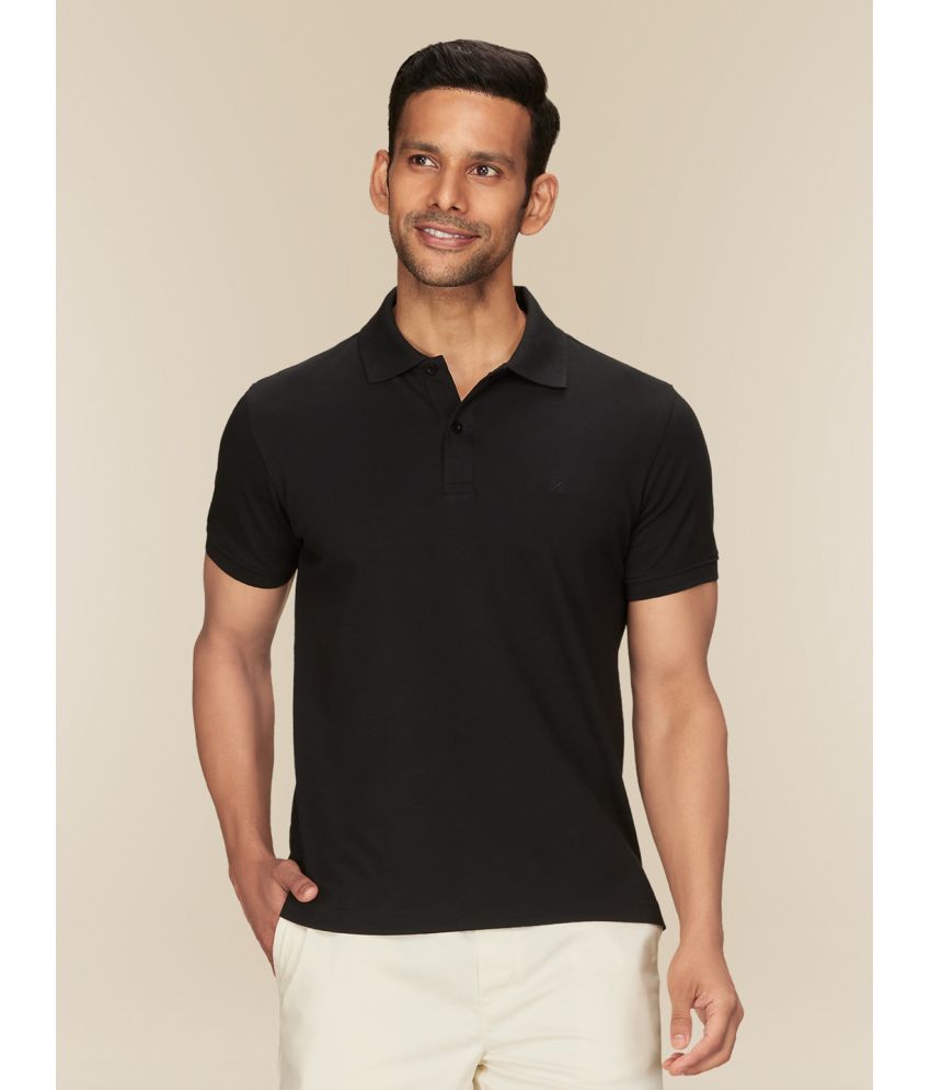     			XYXX Cotton Regular Fit Solid Half Sleeves Men's Polo T Shirt - Black ( Pack of 1 )