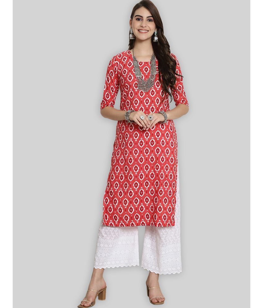     			7Threads Crepe Printed Straight Women's Kurti - PINK ( Pack of 1 )