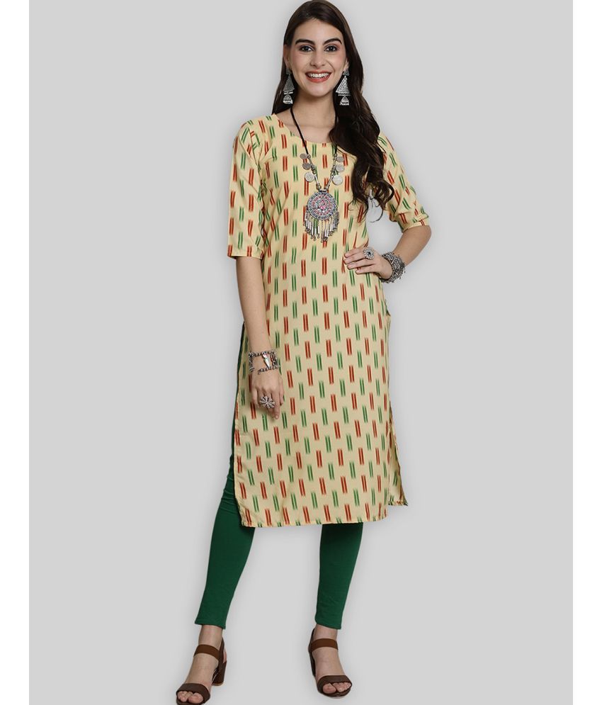     			7Threads Crepe Printed Straight Women's Kurti - Yellow ( Pack of 1 )