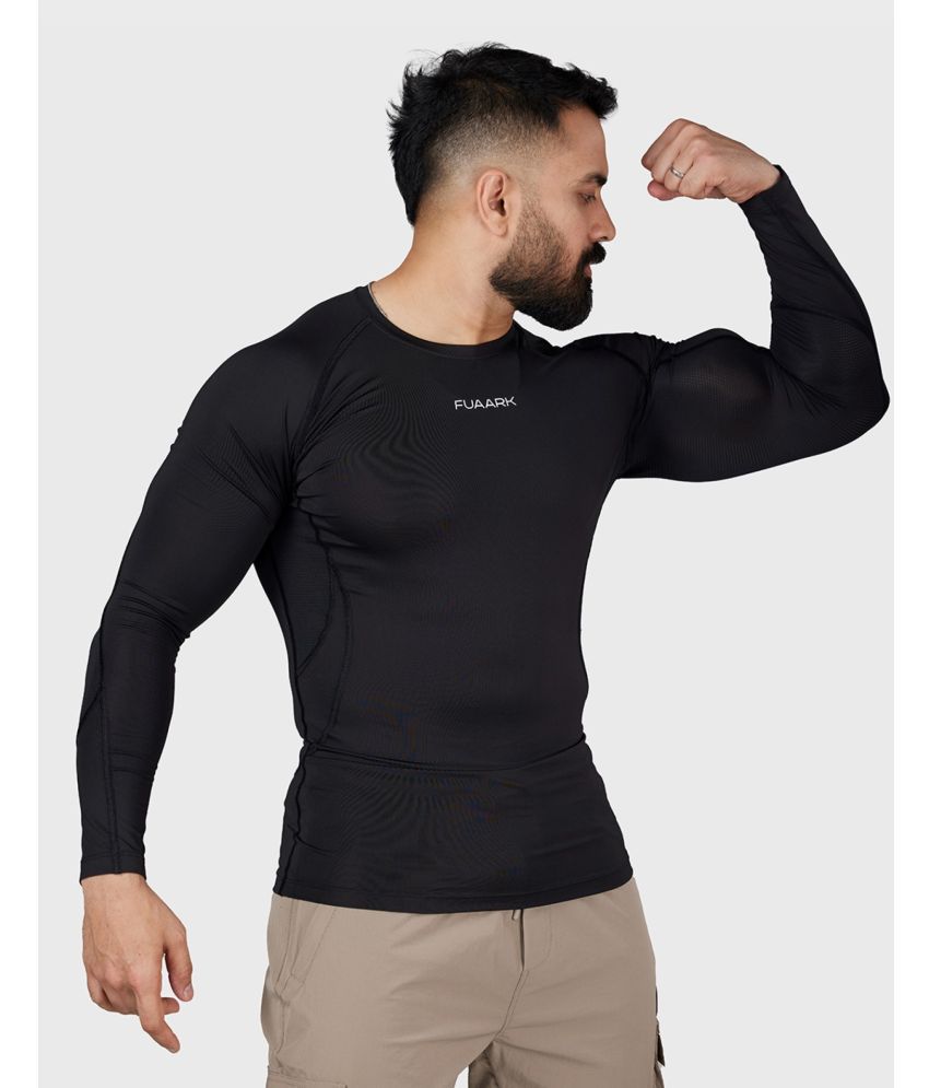     			Fuaark Black Polyester Slim Fit Men's Sports T-Shirt ( Pack of 1 )
