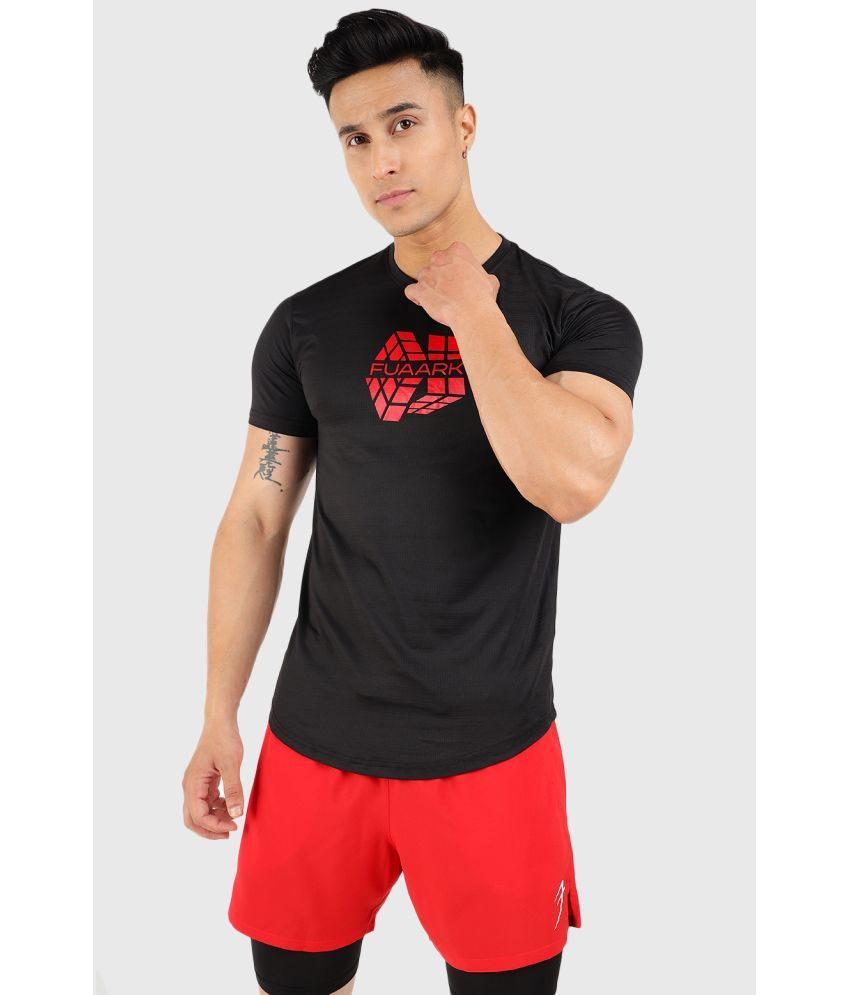     			Fuaark Black Polyester Slim Fit Men's Sports T-Shirt ( Pack of 1 )