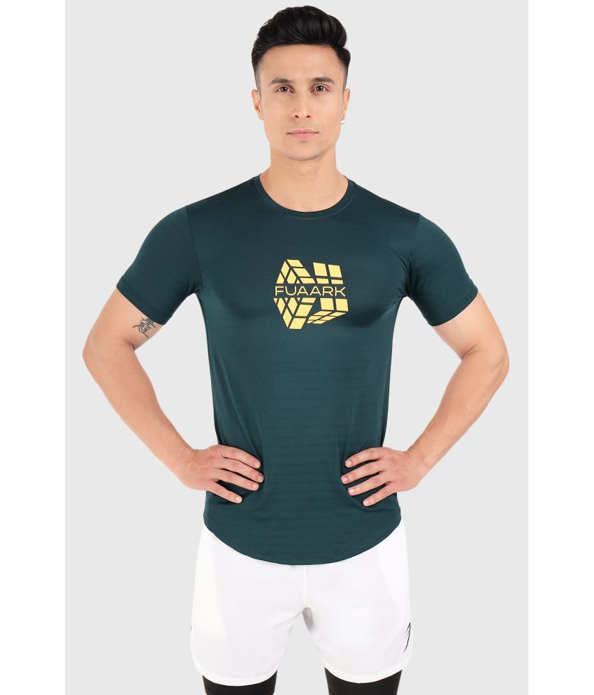     			Fuaark Green Polyester Slim Fit Men's Sports T-Shirt ( Pack of 1 )