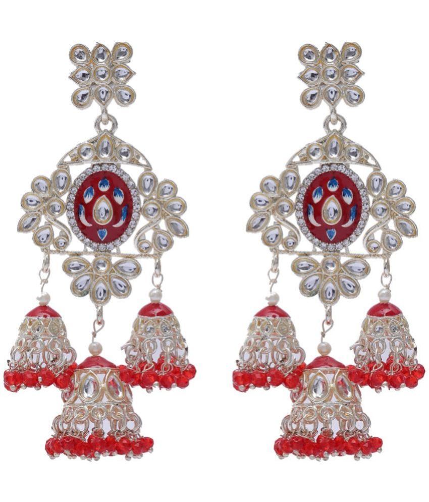     			Jiyanshi fashion Red Jhumki Earrings ( Pack of 1 )