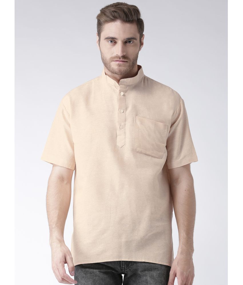     			RIAG Beige Cotton Men's Shirt Style Kurta ( Pack of 1 )