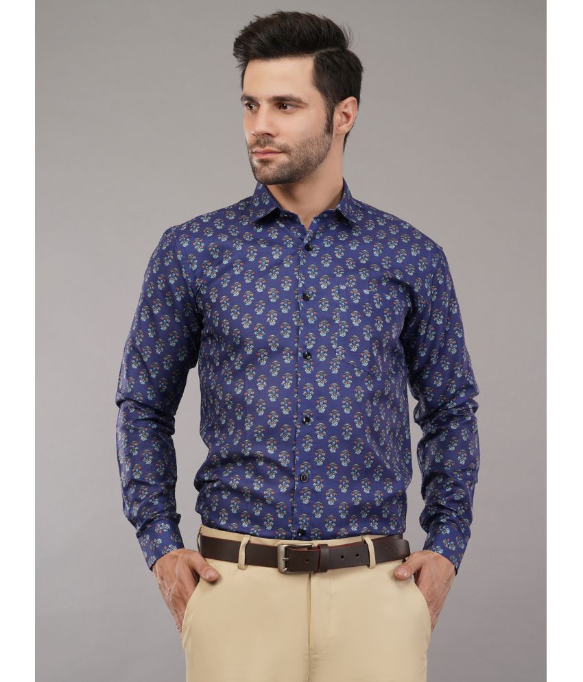     			Tu-Good Cotton Blend Regular Fit Printed Full Sleeves Men's Casual Shirt - Navy Blue ( Pack of 1 )