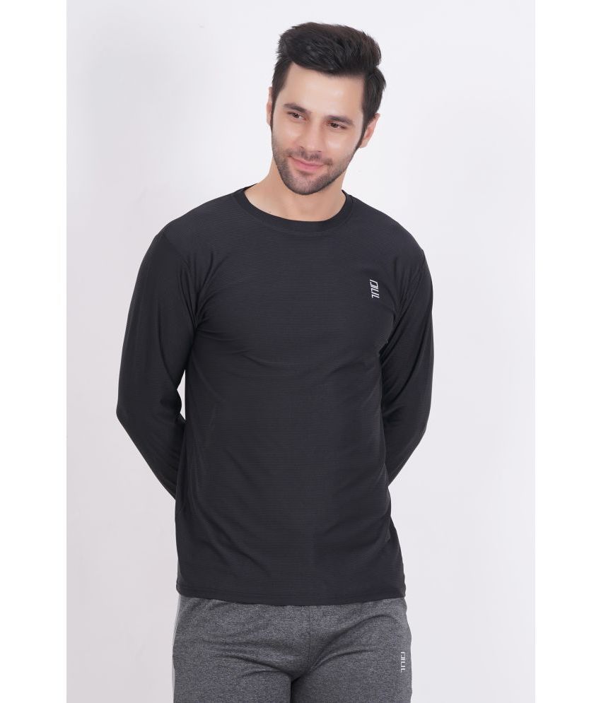     			DAFABFIT Polyester Slim Fit Solid Full Sleeves Men's T-Shirt - Black ( Pack of 1 )