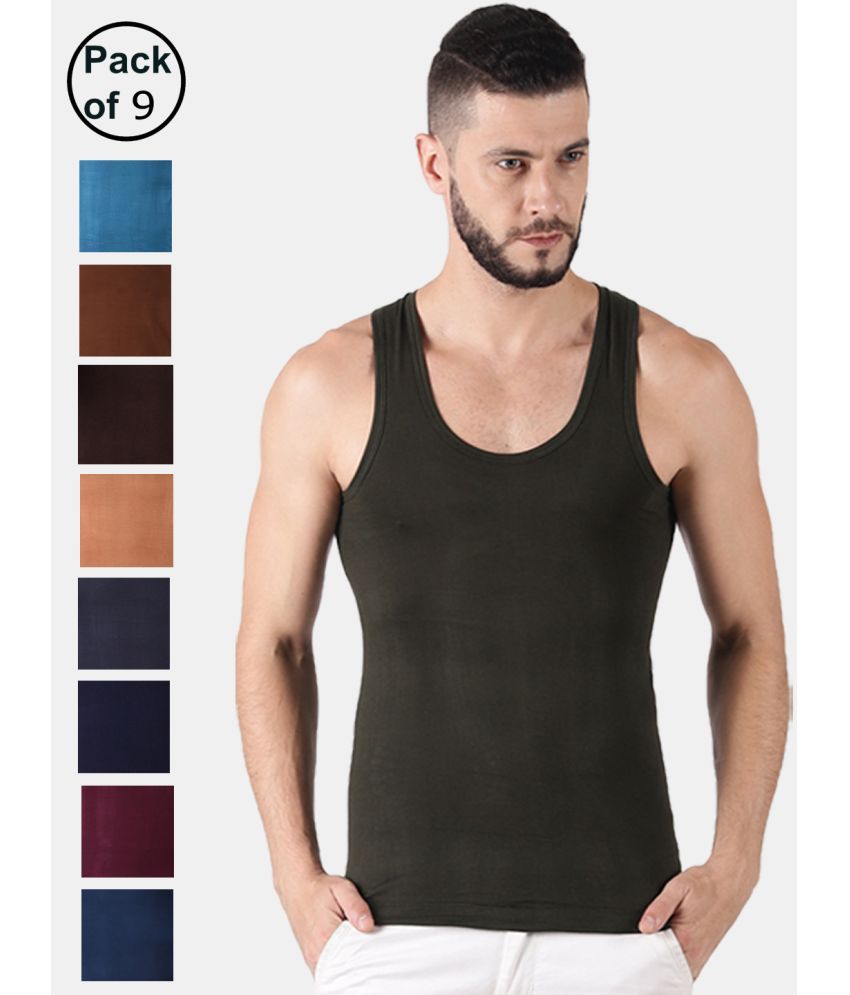     			Pack of 9 Dollar lehar Multi Cotton Vest Cotton Men's Vest