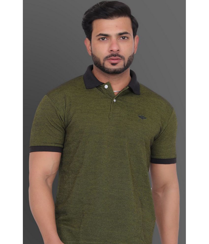     			GET GOLF Pack of 1 Cotton Blend Regular Fit Self Design Half Sleeves Men's Polo T Shirt ( Olive Green )