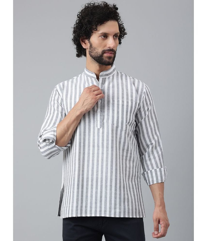     			RIAG Grey Cotton Men's Shirt Style Kurta ( Pack of 1 )