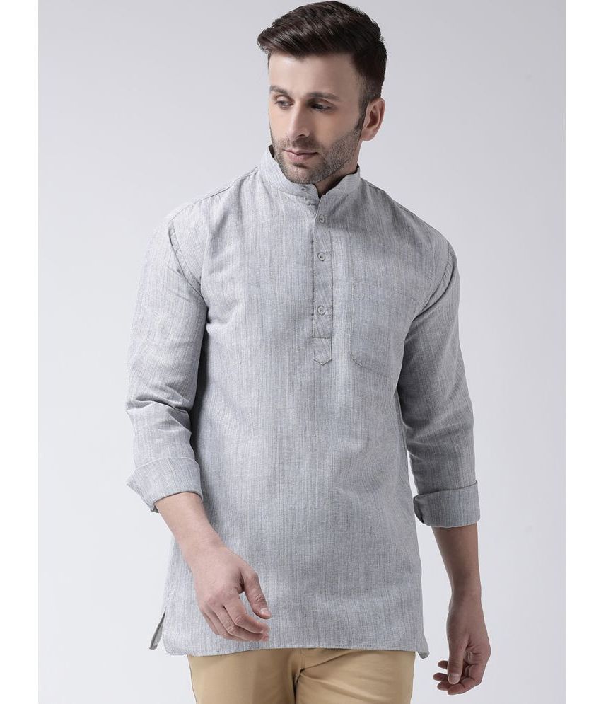     			RIAG Grey Cotton Men's Shirt Style Kurta ( Pack of 1 )