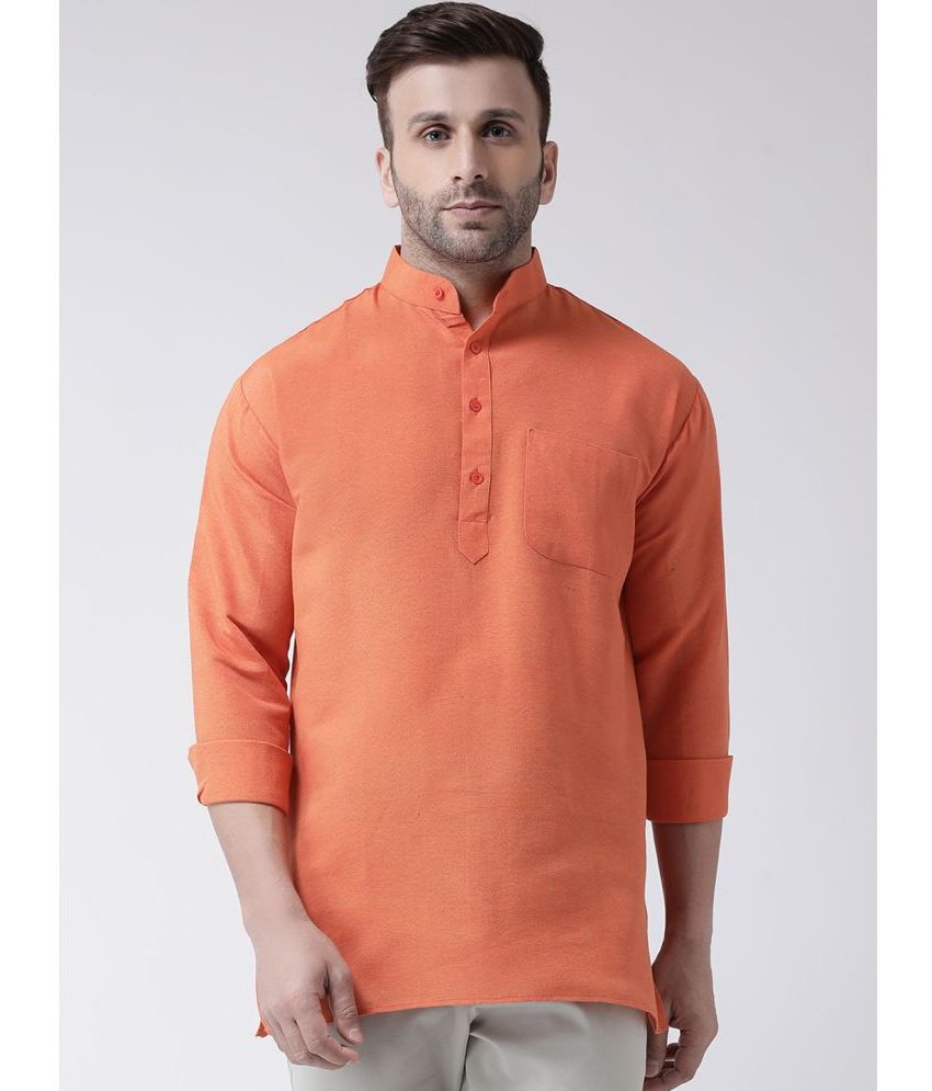     			RIAG Orange Cotton Men's Shirt Style Kurta ( Pack of 1 )