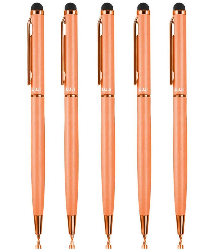     			UJJi Sleek Design Matte Finish Pink Pen with Stylus for Touch Screen Pack of 5 Ball Pen