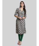 7Threads Crepe Printed Straight Women's Kurti - Black ( Pack of 1 )