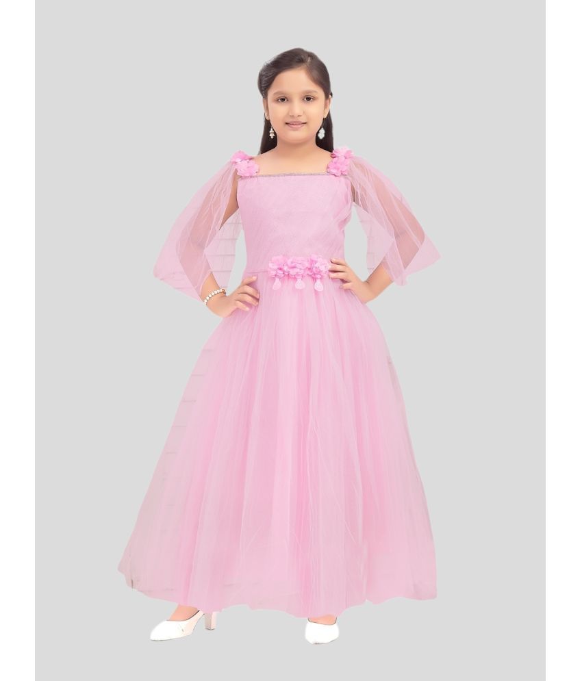     			Aarika Pink Net Girls Fit And Flare Dress ( Pack of 1 )