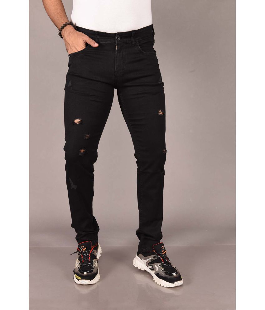     			Aflash Slim Fit Distressed Men's Jeans - Black ( Pack of 1 )