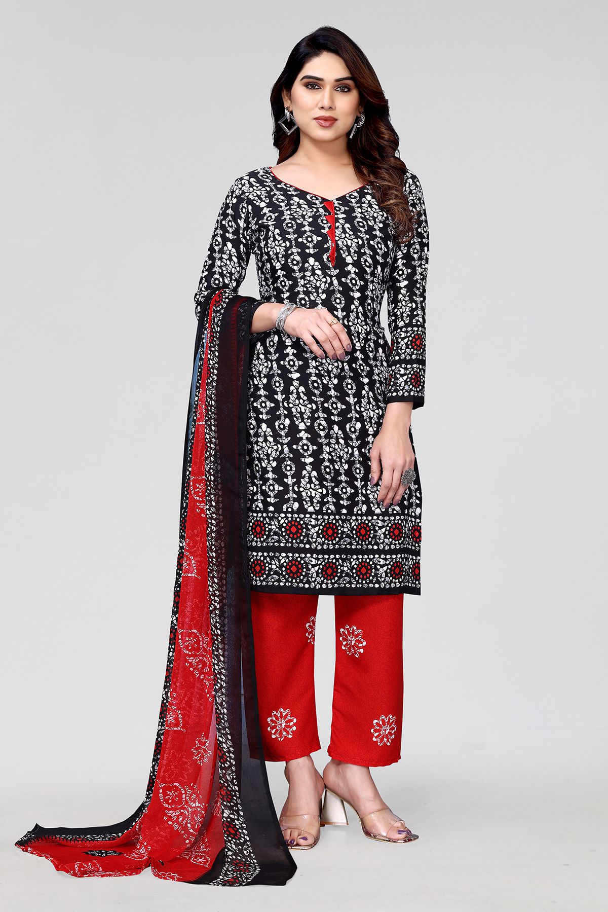     			Kashvi Unstitched Crepe Printed Dress Material - Black ( Pack of 1 )