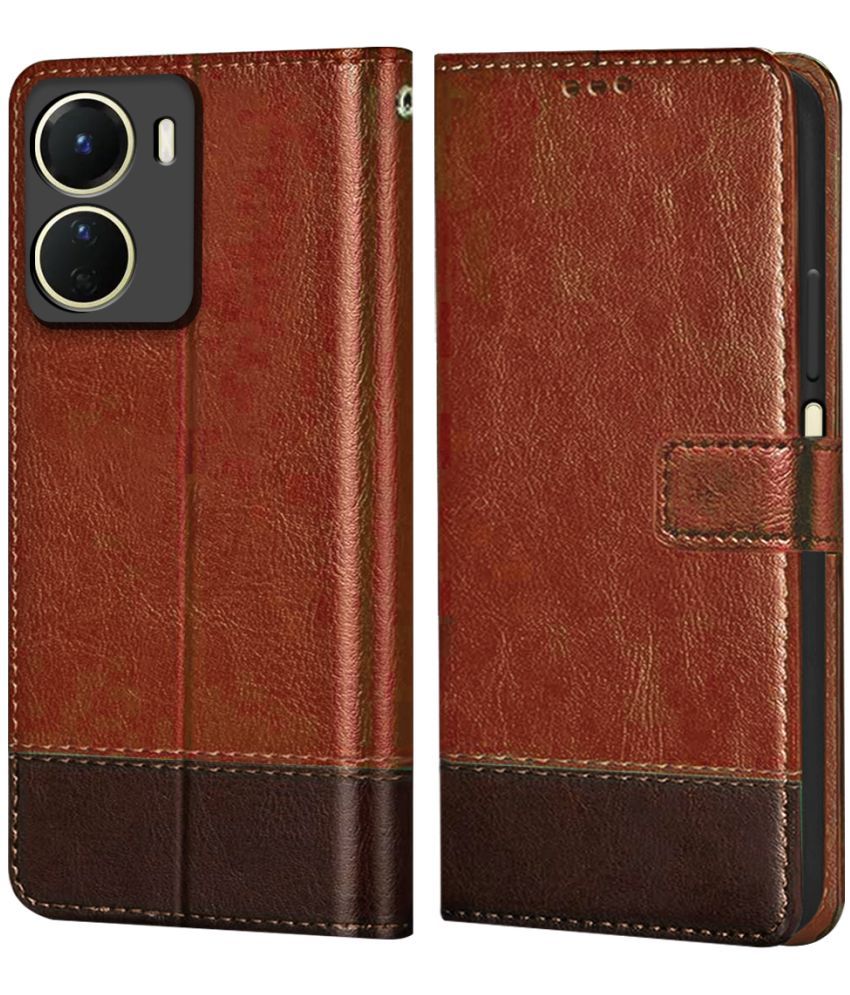     			Fashionury Brown Flip Cover Leather Compatible For Vivo Y16 ( Pack of 1 )