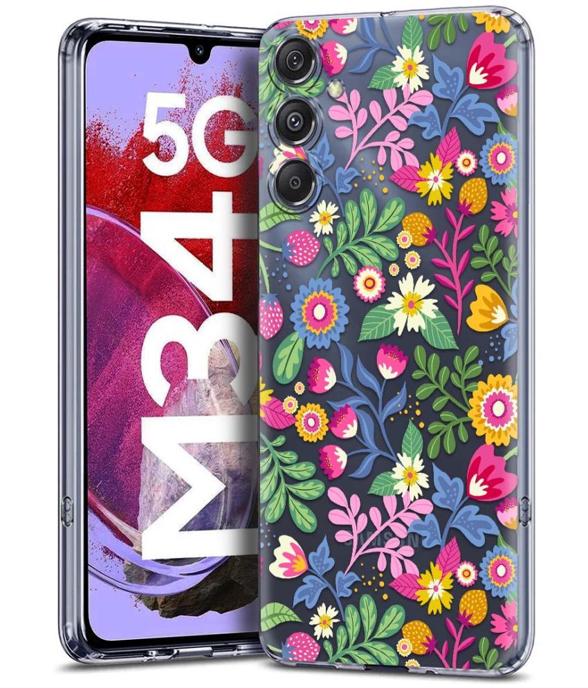     			Fashionury Multicolor Printed Back Cover Silicon Compatible For Samsung Galaxy M34 5G ( Pack of 1 )