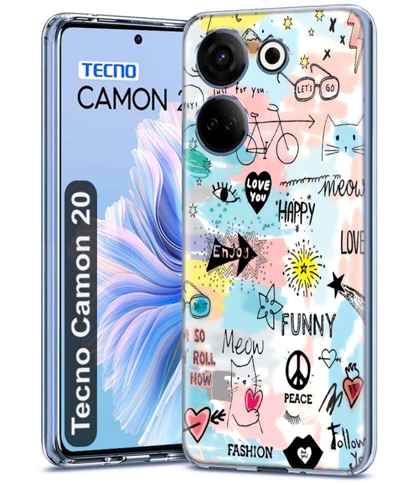     			Fashionury Multicolor Printed Back Cover Silicon Compatible For Tecno Camon 20 ( Pack of 1 )