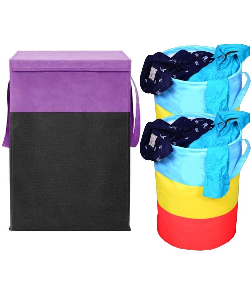     			HOMETALES Purple Laundry Bag