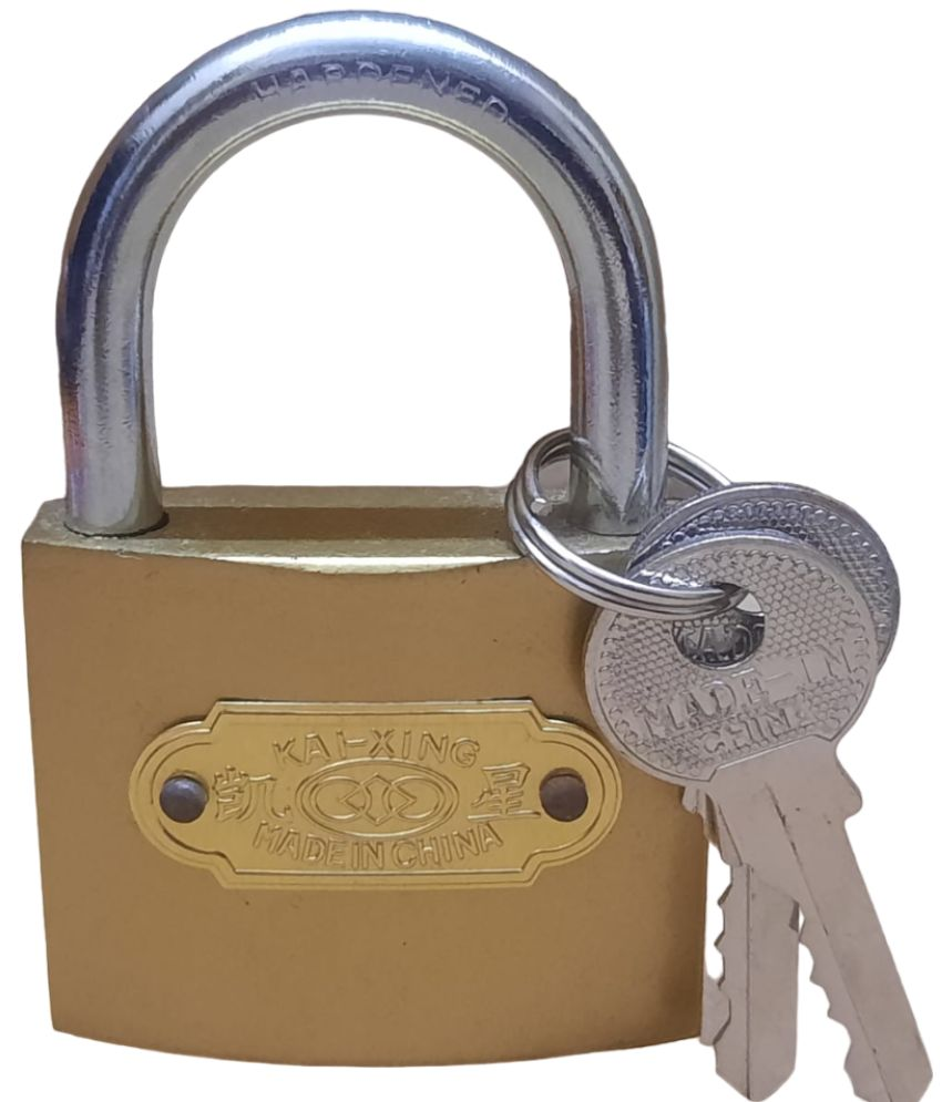     			JGG Jain Gift Gallery Hardened Steel Shackle Yellow 50 MM Lock with Key