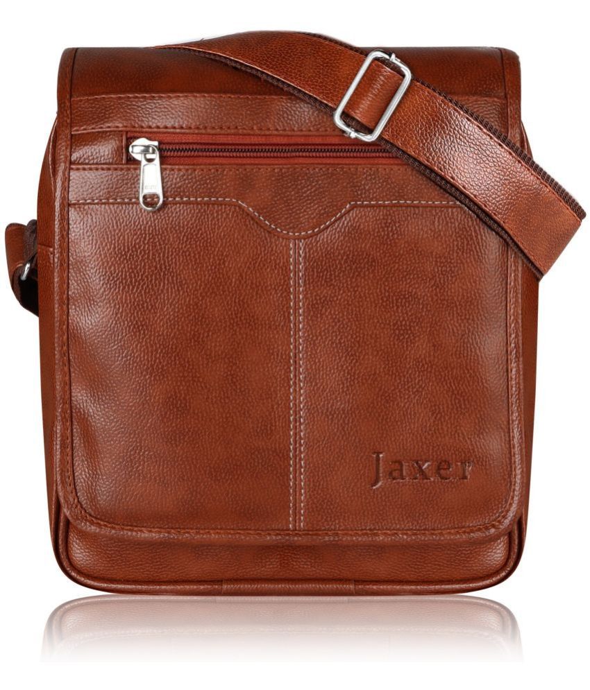     			Jaxer Tan Textured Messenger Bag