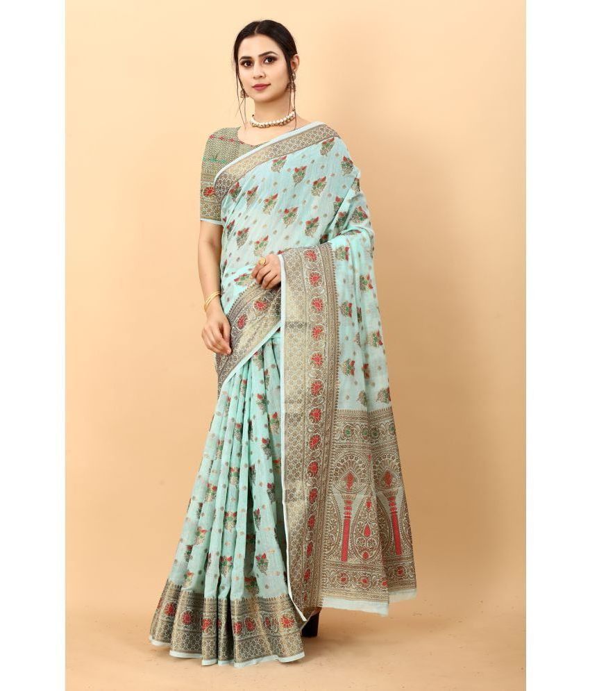     			OFLINE SELCTION Silk Embellished Saree With Blouse Piece - SkyBlue ( Pack of 1 )