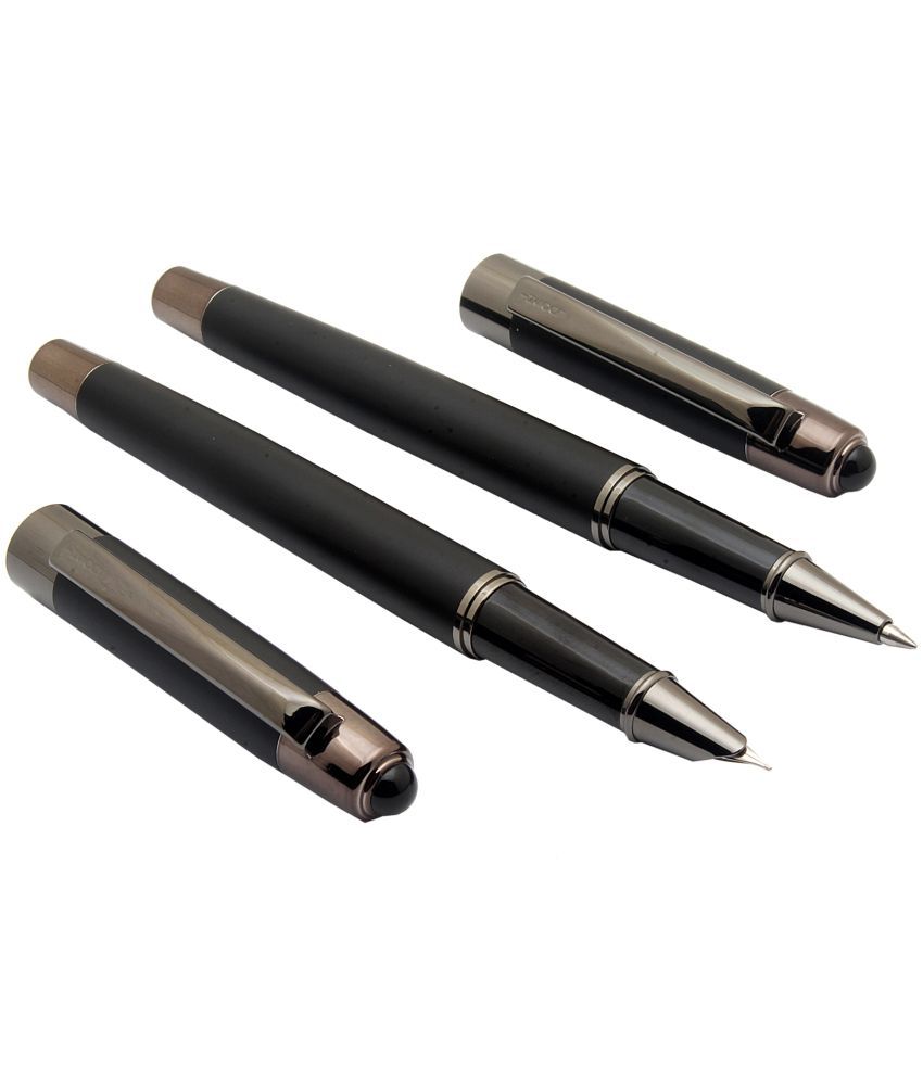     			Srpc Luoshi 5307 Set Of Fountain Pen & Rollerball Pen Matte Black Metal Body With Gunmetal Trims