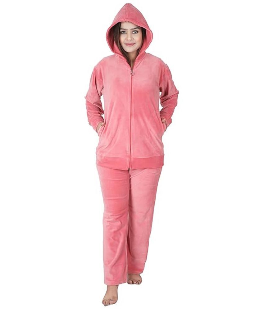     			Whyme Fashion Pink Viscose Solid Tracksuit - Pack of 1