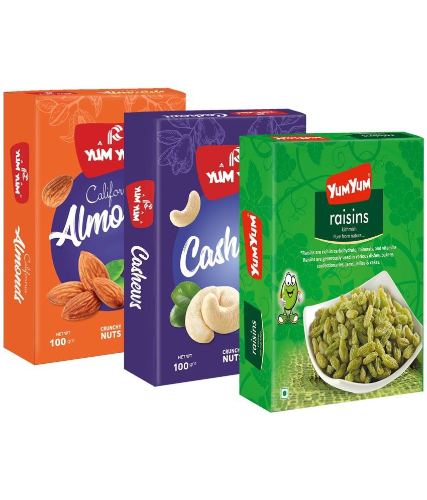     			YUM YUM Premium Jumbo (Almond 100g Cashew 100g & Raisin 100g) 300g Dry Fruits Combo Pack